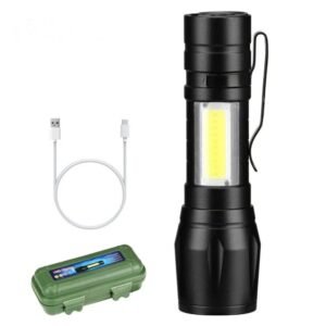 Torch - Mini LED Micro USB Charging With Cable And Case - USB Charging Powerful Flashlight 3800LM XPE COB Small Recharge